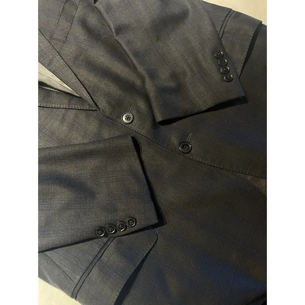 Peter Millar Canada 42R 38x30 Gray Royal Blue Plaid Quality Suit